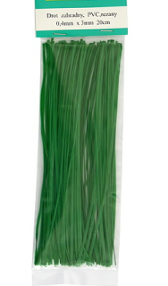 Zahradnický vázací drát zelený Pvc 0,4x3,0mm x délka 20cm, balení 100ks